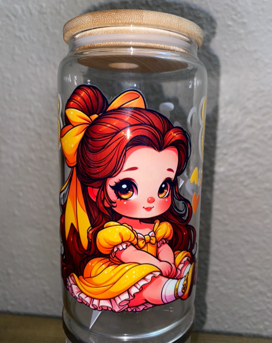 Princess Belle (pre-made glass cup)