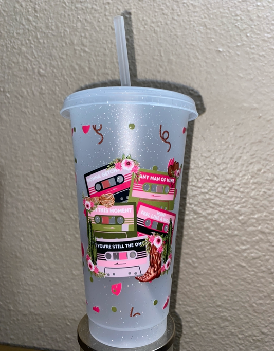 Cassette Cowgirl (pre-made frosted glitter cup)