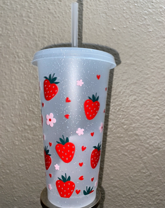 Strawberry (pre-made frosted glitter cup)