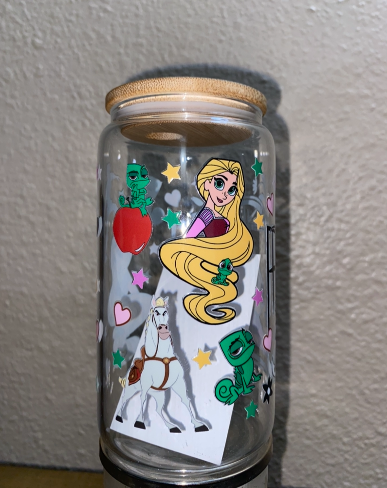 Rapunzel and Friends (pre-made glass cup)