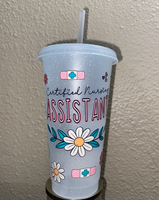 Certified Nurse Assistant (pre-made frosted glitter cup)